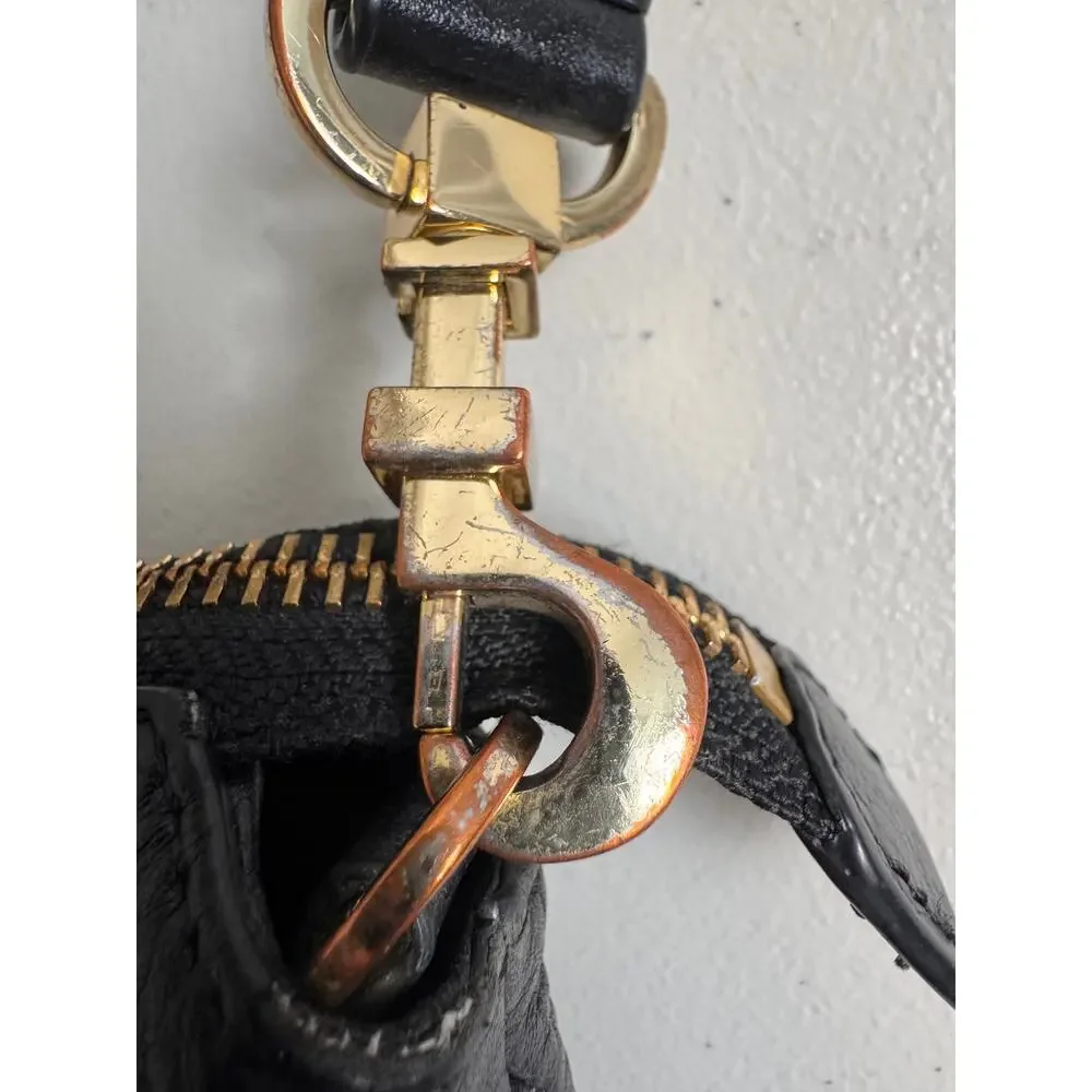 Tory Burch Meyer pebbled black leather crossbody bag gold tone hardware zip top